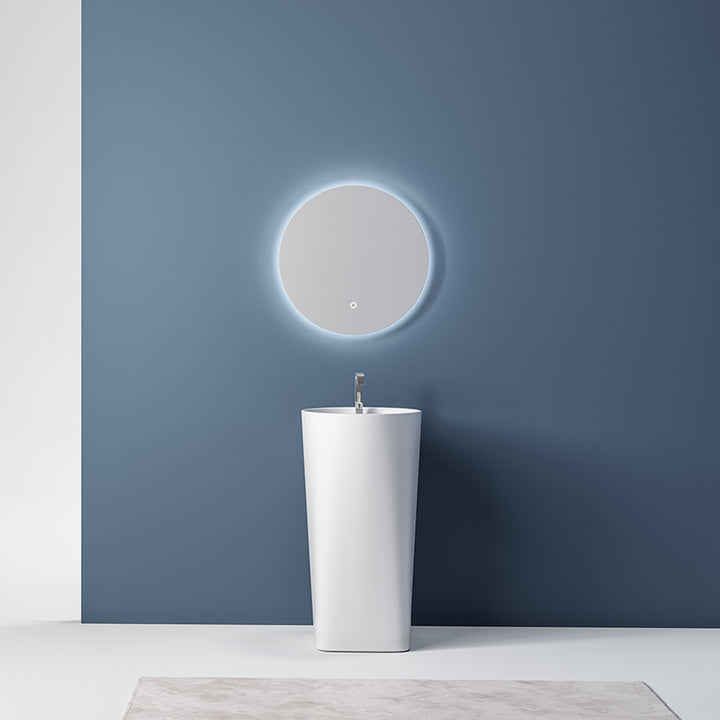 Round Freestanding Pedestal Basin, Solid Surface Acrylic (Matte White) - Fantaci interiors  Round Freestanding Pedestal Basin, Solid Surface Acrylic (Matte White) - Fantaci interiors
