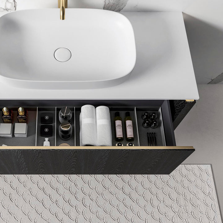 Omega Wall-Mounted Double Vanity with Mirror Cabinet - Fantaci interiors  Omega Wall-Mounted Double Vanity with Mirror Cabinet - Fantaci interiors