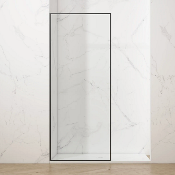 Walk In Shower Enclosure Framed Tempered Glass Matte Black Finish-900x2100mm - Fantaci interiors  Walk In Shower Enclosure Framed Tempered Glass Matte Black Finish-900x2100mm - Fantaci interiors