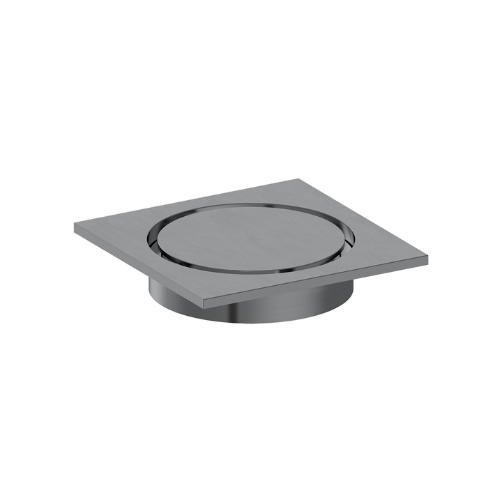 Gun Metal Brushed Square Shower Drain - 100mm x 100mm, 80mm Outlet - Fantaci interiors  Gun Metal Brushed Square Shower Drain - 100mm x 100mm, 80mm Outlet - Fantaci interiors