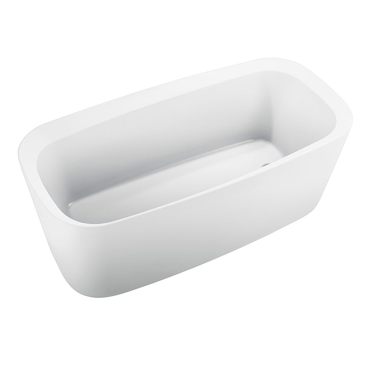 Square Rounded White Acrylic Freestanding Bath - Matte White - Fantaci interiors  Square Rounded White Acrylic Freestanding Bath - Matte White - Fantaci interiors