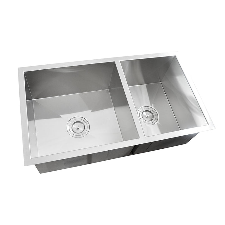 670mm Stainless Steel Double Bowl Kitchen Sink – Undermount, 1.2mm Thick - Fantaci interiors  670mm Stainless Steel Double Bowl Kitchen Sink – Undermount, 1.2mm Thick - Fantaci interiors