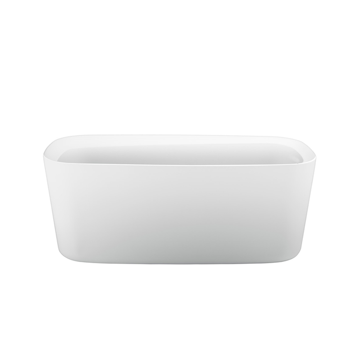 Square Rounded White Acrylic Freestanding Bath - Matte White - Fantaci interiors  Square Rounded White Acrylic Freestanding Bath - Matte White - Fantaci interiors