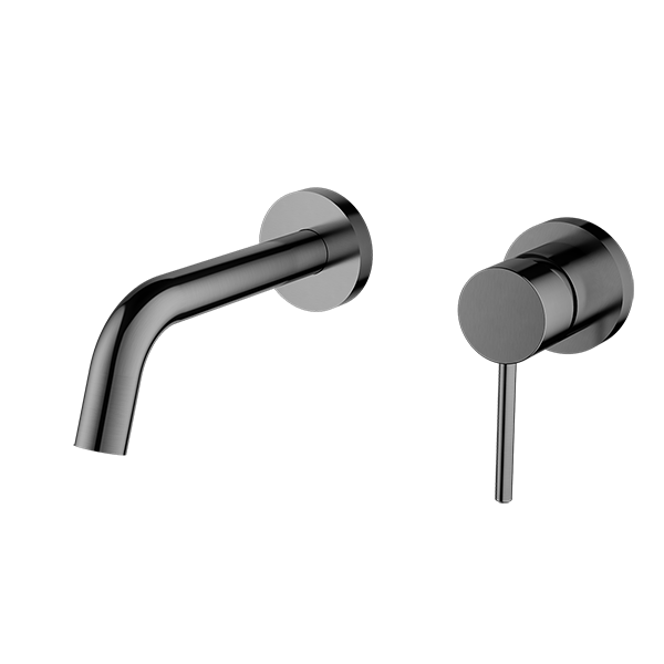 Wall-Mounted Basin Mixer Tap Brushed Gun Metal - Fantaci interiors  Wall-Mounted Basin Mixer Tap Brushed Gun Metal - Fantaci interiors