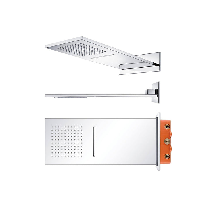 Chrome Bathroom  Overhead Wall Mounted Shower - Fantaci interiors  Chrome Bathroom  Overhead Wall Mounted Shower - Fantaci interiors