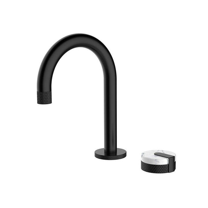 Matte Black Basin Mixer with Marble Handle - Fantaci interiors  Matte Black Basin Mixer with Marble Handle - Fantaci interiors