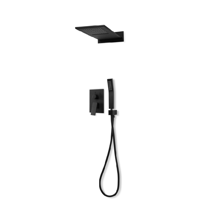 Matt Black Bathroom Overhead Wall Mounted Shower - Fantaci interiors  Matt Black Bathroom Overhead Wall Mounted Shower - Fantaci interiors