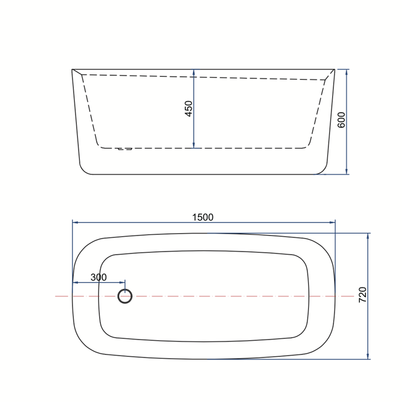 Square Rounded White Acrylic Freestanding Bath - Matte White - Fantaci interiors 