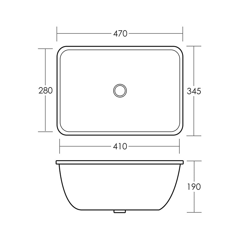 Rectangular Under Counter Basin, Solid Surface Acrylic (Matte White) - Fantaci interiors 