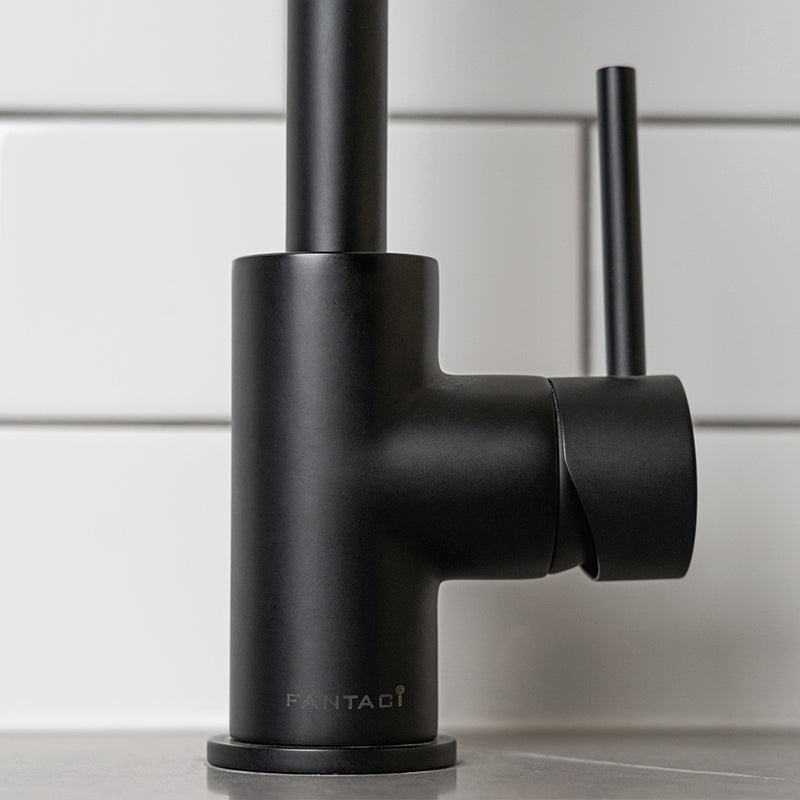 Modern Kitchen Mixer Tap with Gooseneck Spout Matt Black - Fantaci interiors 