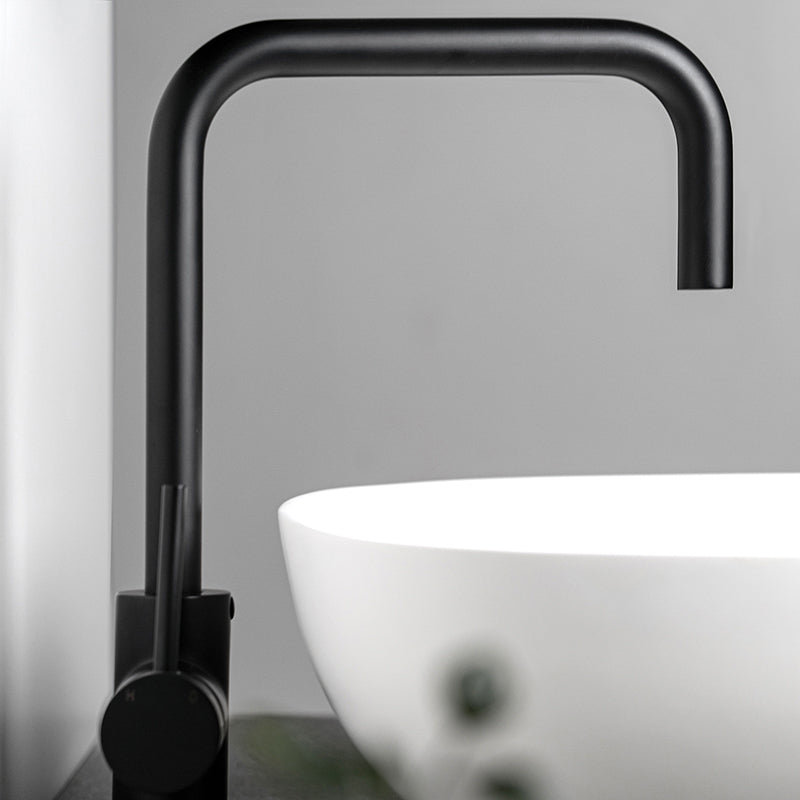 Modern Kitchen Mixer Tap with Gooseneck Spout Matt Black - Fantaci interiors 