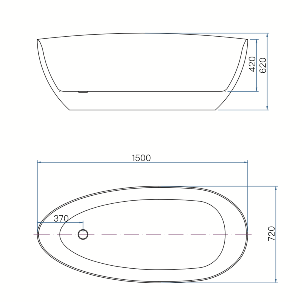 Luxury Egg Shape Freestanding Bathtub Acrylic Matt White