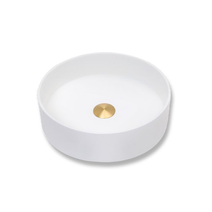 Round Above Counter Top Basin, Solid Surface Acrylic (Matte White) - Fantaci interiors 