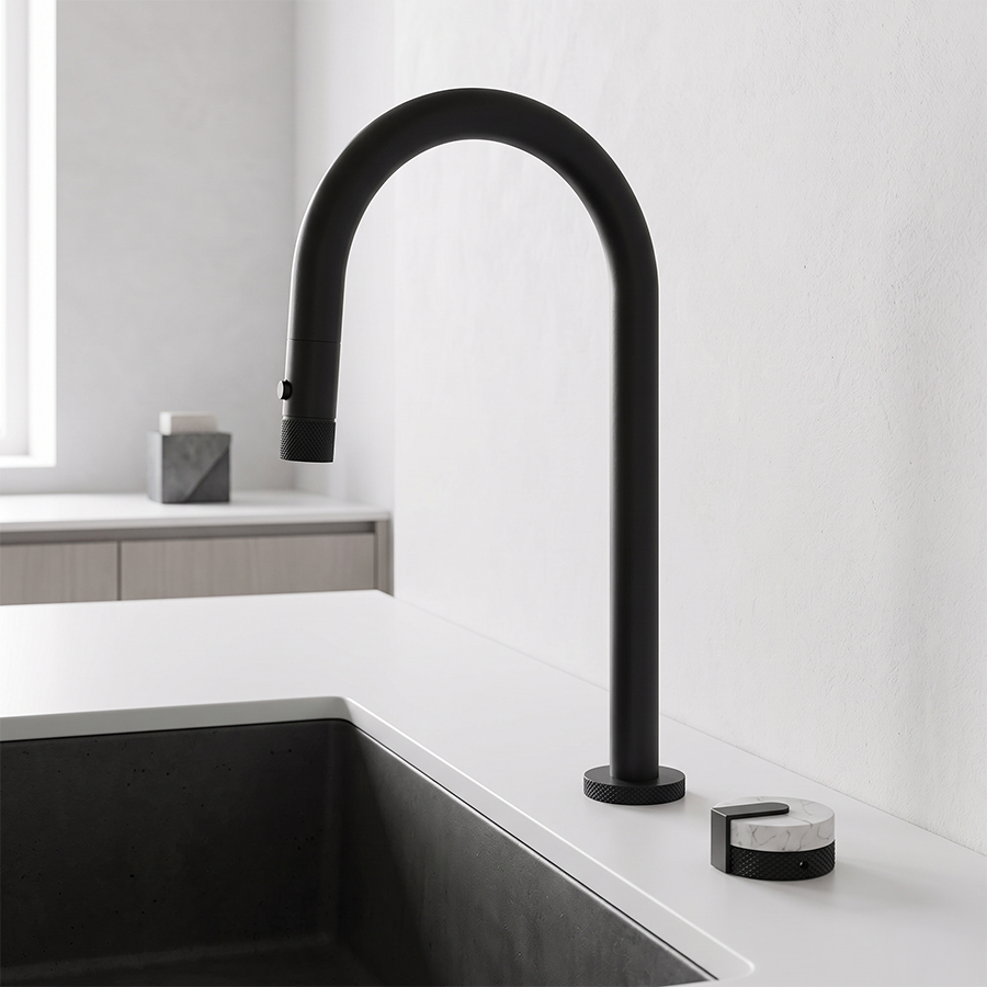 Basin Hob Mixer Set-Matt black