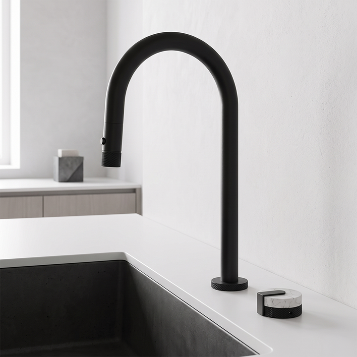 Basin Hob Mixer Set-Matt black
