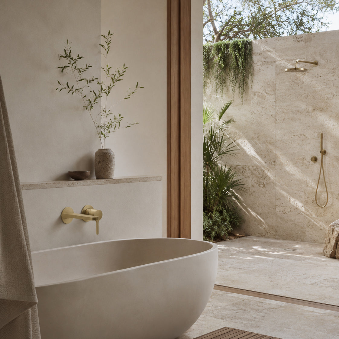 Wall Basin Mixer Tap - Zr Brushed Gold