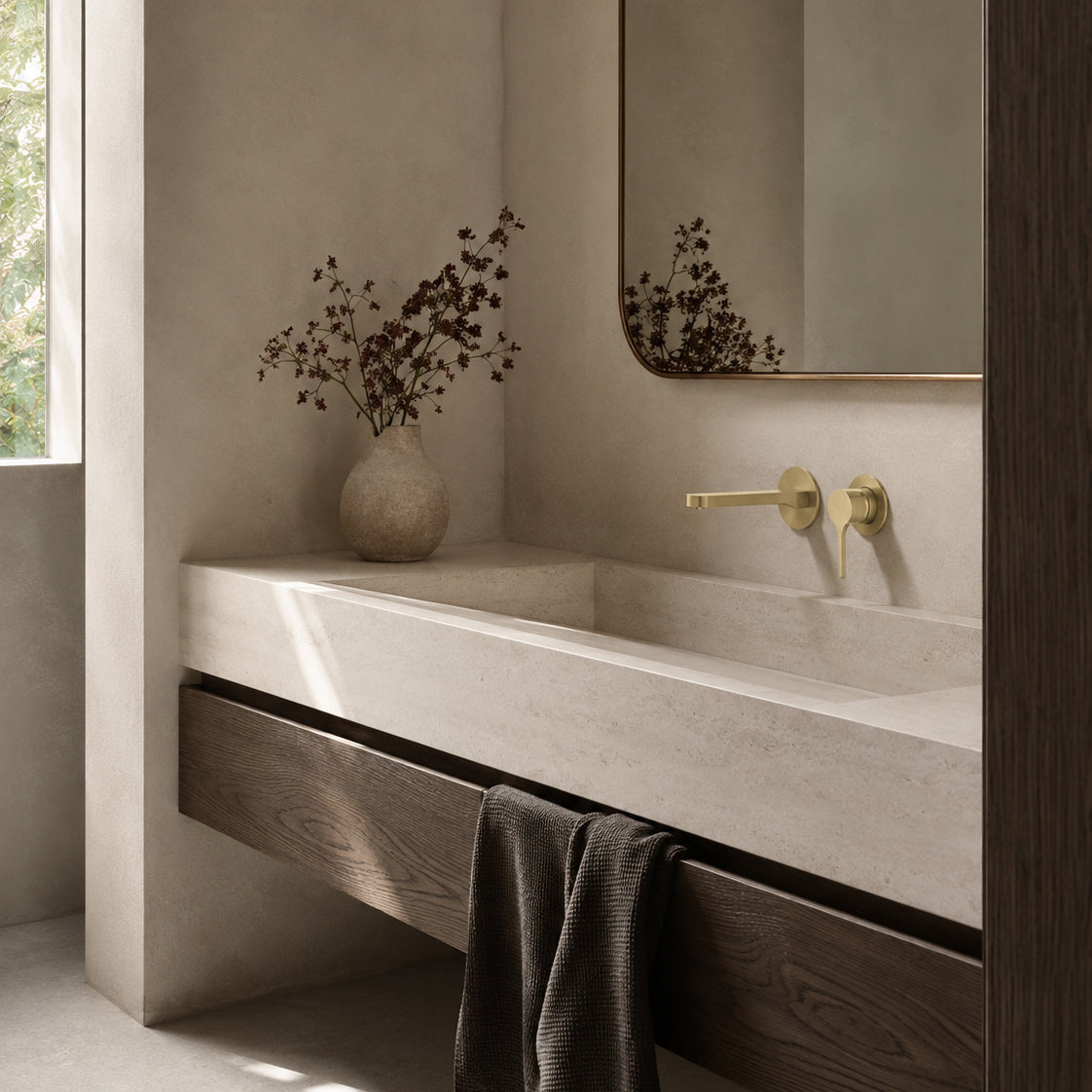 Wall Basin Mixer Tap - Zr Brushed Gold