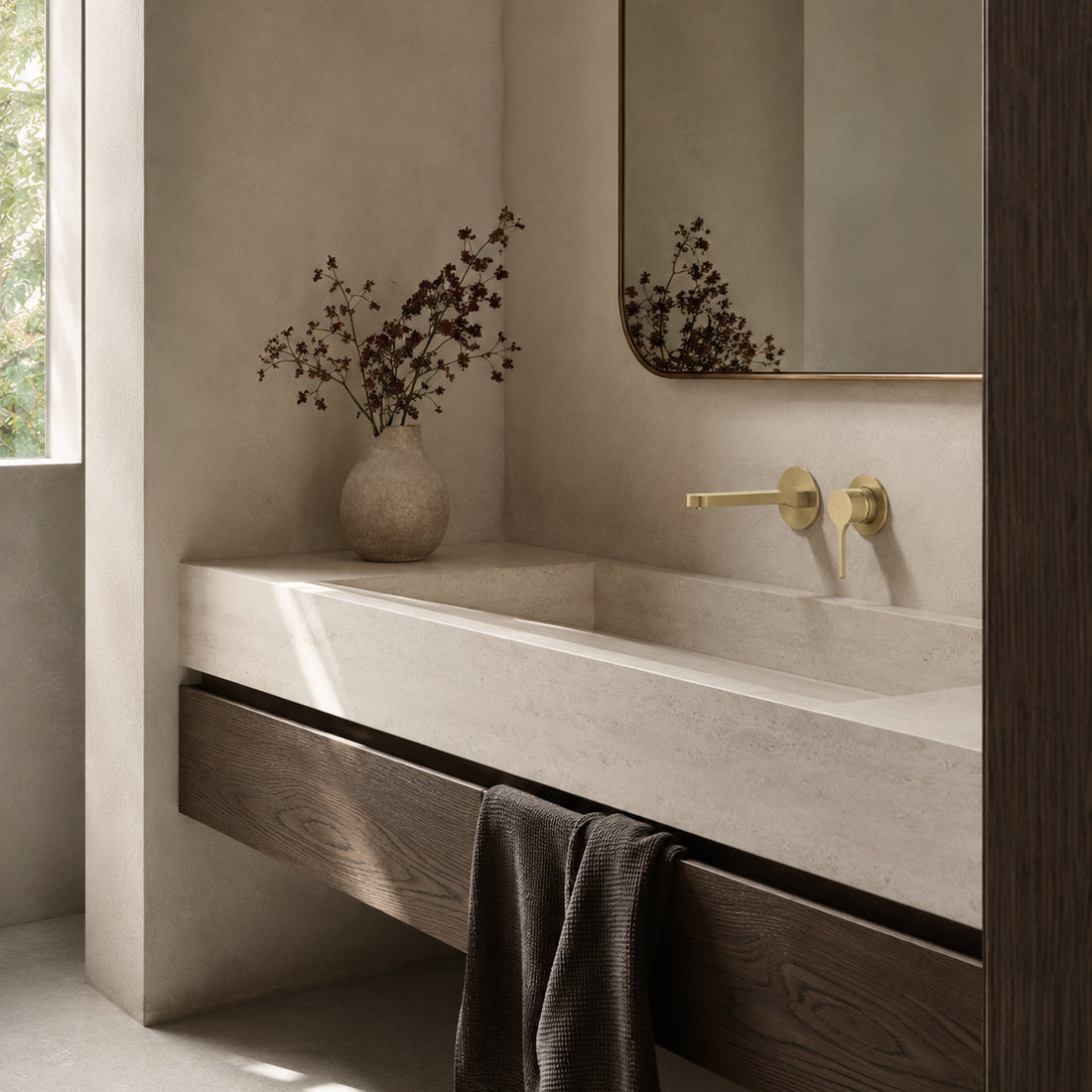 Wall Basin Mixer Tap - Zr Brushed Gold
