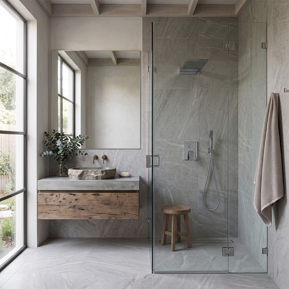 Chrome Bathroom Overhead Wall-Mounted Shower Head