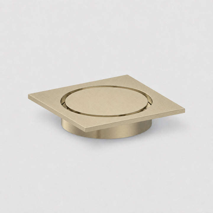 Zr Brushed Gold Square Shower Drain - 100mm x 100mm, 80mm Outlet