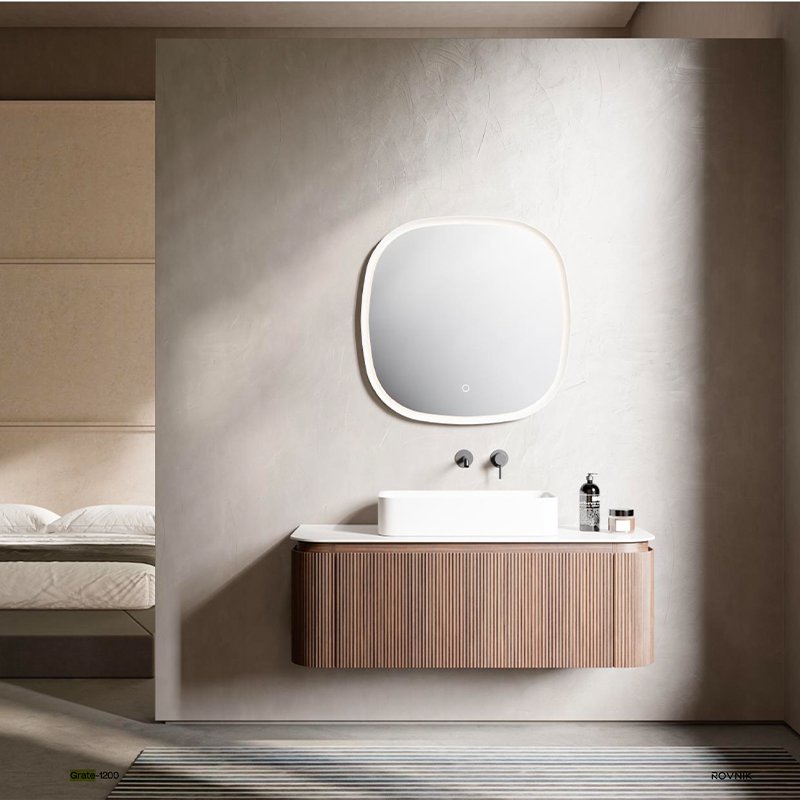 Artistic Natural Oak VeneerVanity with Matte White Resin Stone Basin-1200mm - Fantaci interiors 