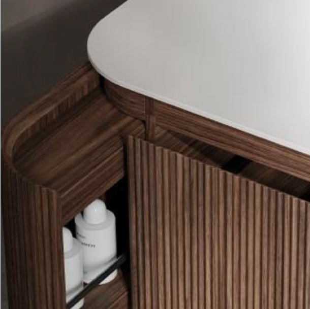 Artistic Natural Oak VeneerVanity with Matte White Resin Stone Basin-1200mm - Fantaci interiors 