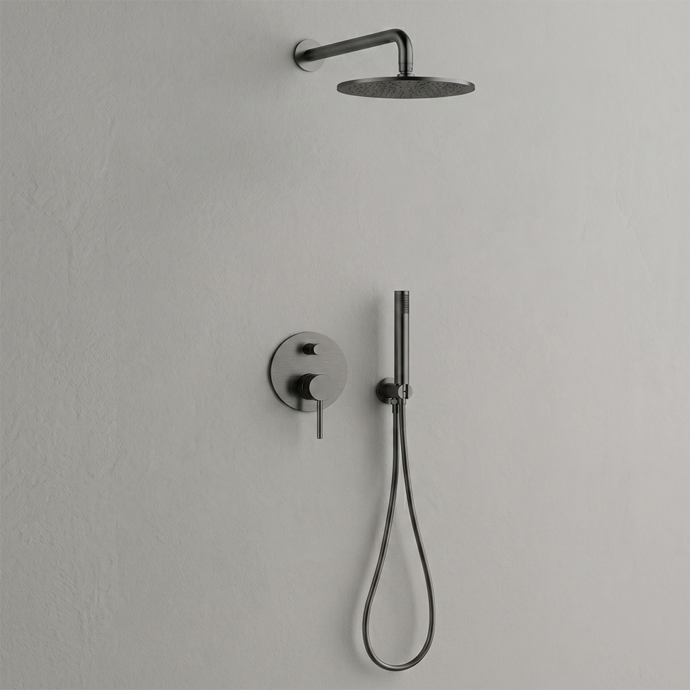 Minimalist Concealed Shower Suite in Gun Metal