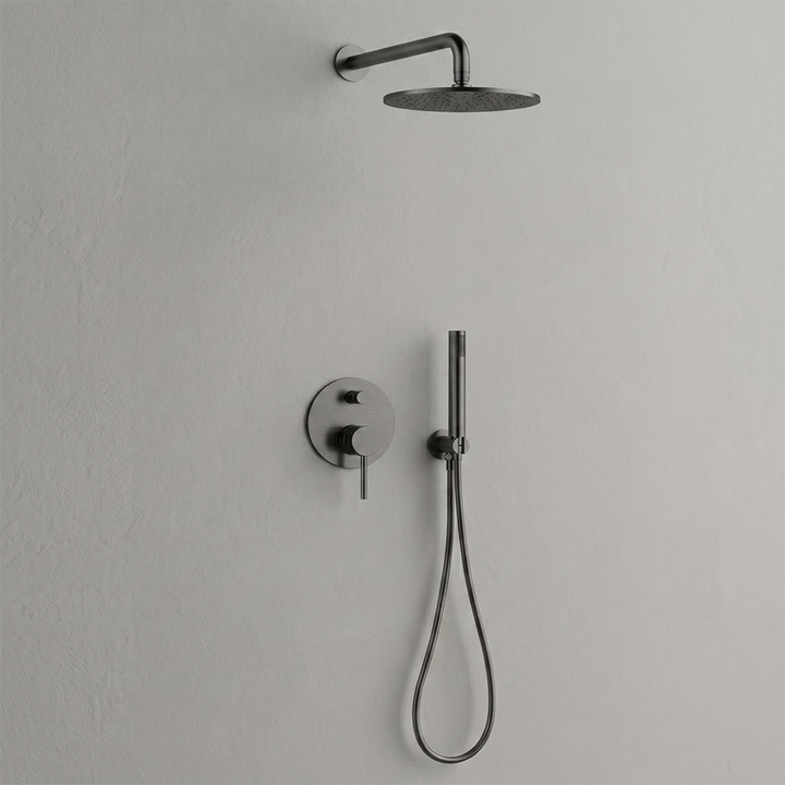 Minimalist Concealed Shower Suite in Gun Metal