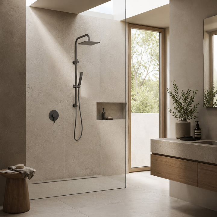 Gunmetal gray Twin Rail Shower Set