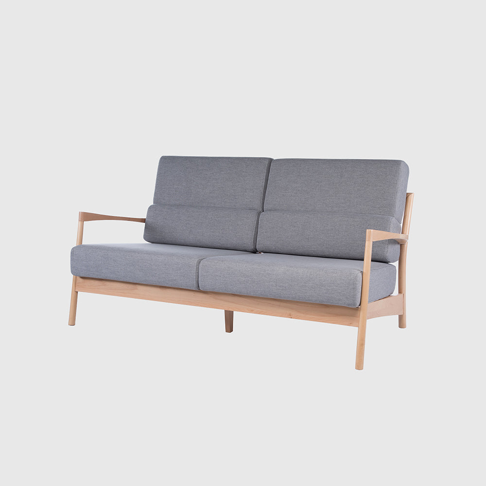 Nara 2 Seater Sofa – Solid Oak & Grey