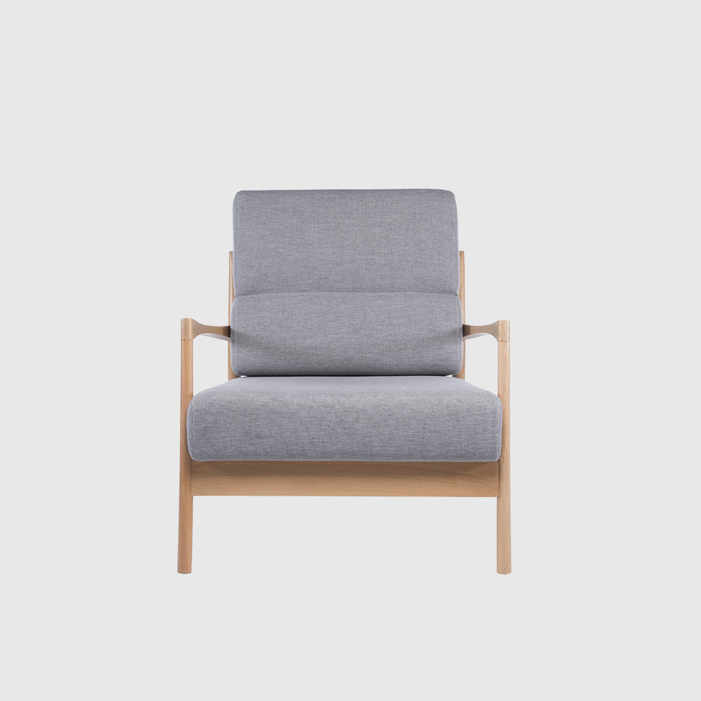 Nara Armchair – Solid Oak & Grey