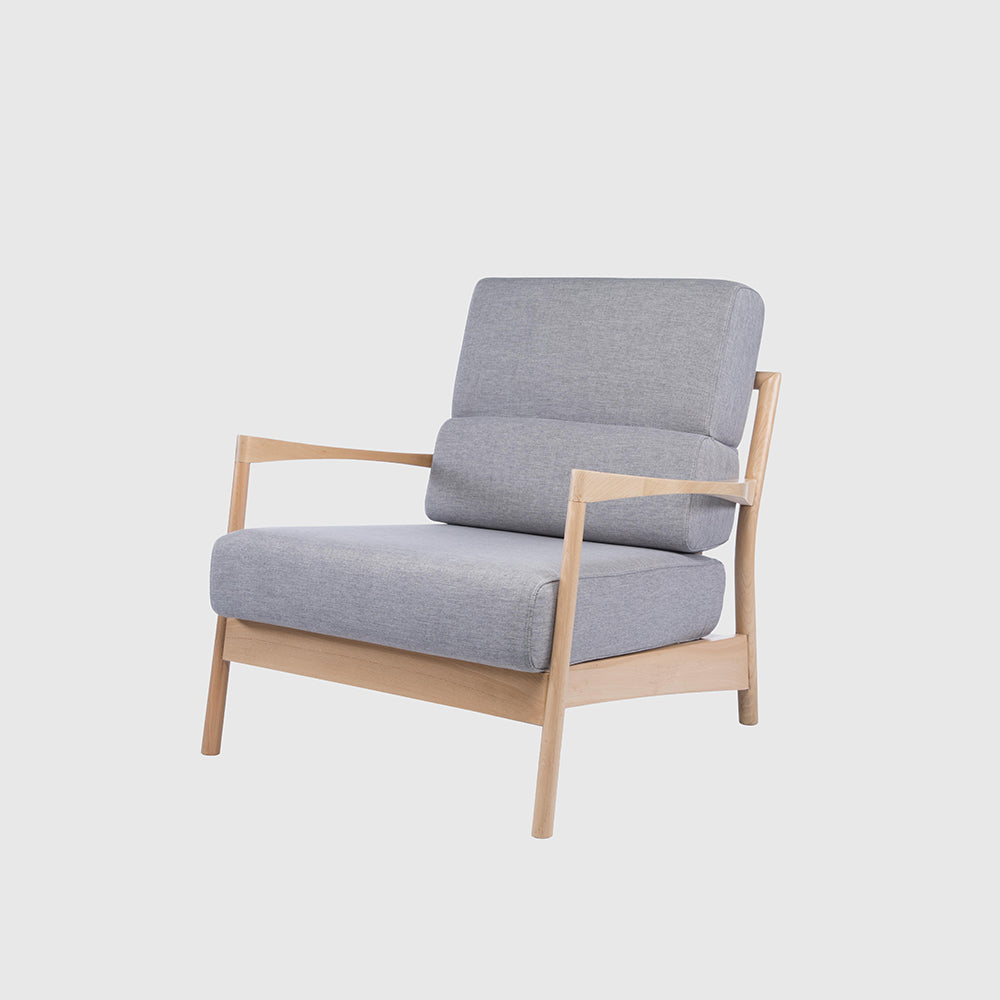 Nara Armchair – Solid Oak & Grey