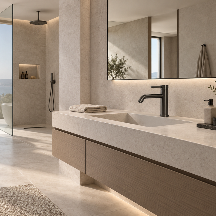 Minimalist Gun Metal Single-Handle Bathroom Faucet