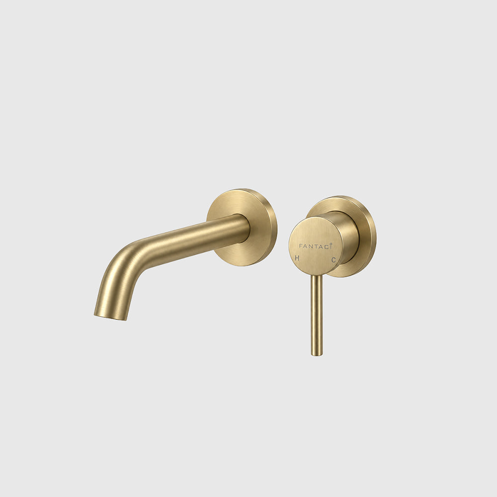 Brushed Gold Wall-Mounted Basin Mixer Set