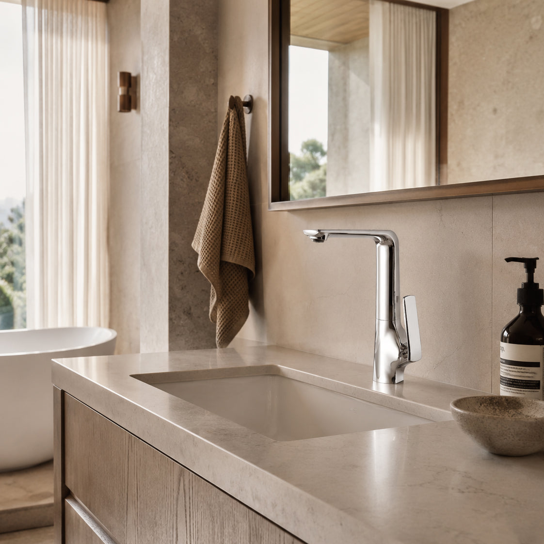 Modern Bathroom Mixer Tap in Polished Chrome