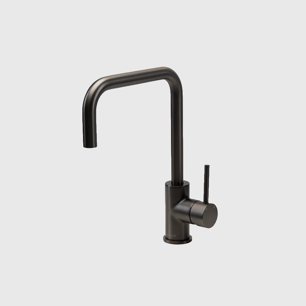 Modern Kitchen Mixer Tap with Gooseneck Spout Gunmetal Gray
