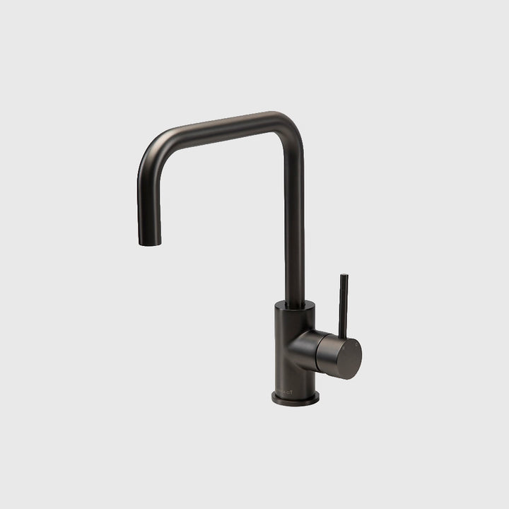Modern Kitchen Mixer Tap with Gooseneck Spout Gunmetal Gray