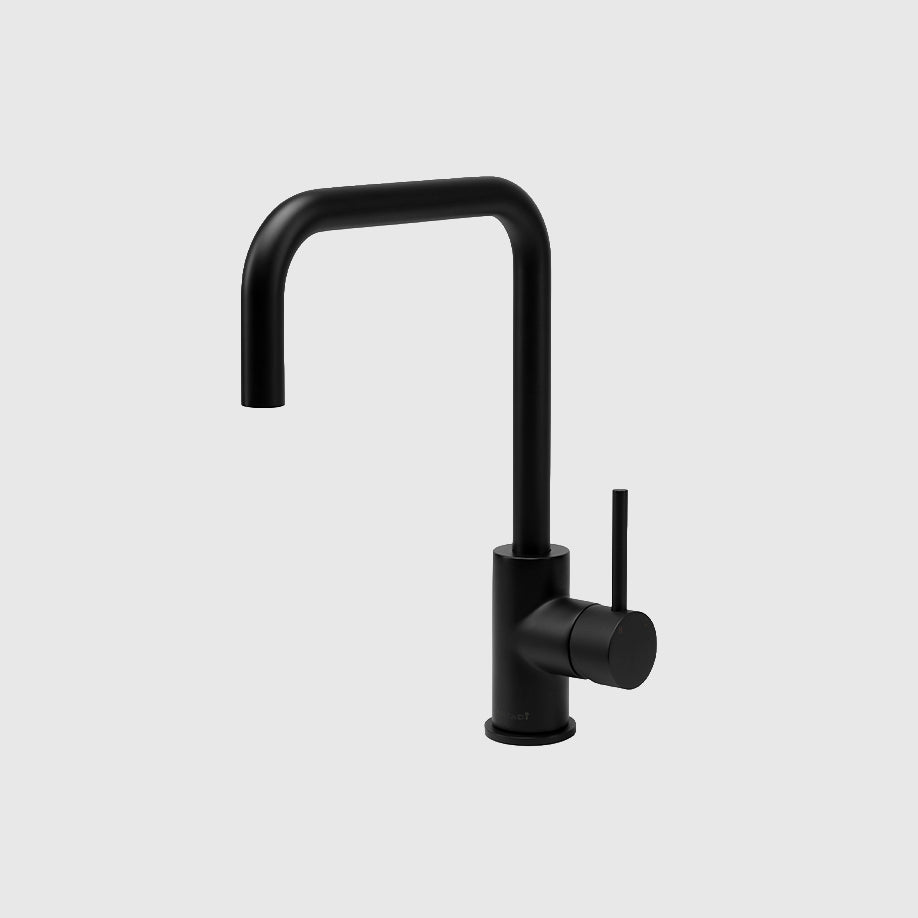 Modern Kitchen Mixer Tap with Gooseneck Spout Matt Black