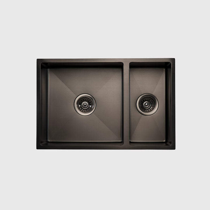 Gunmetal Stainless Steel Double Bowl Sink – Anti-Fade – Undermount