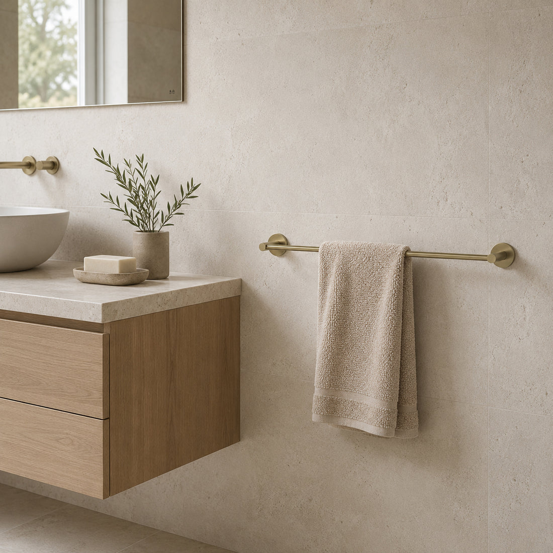 Zr Brushed Gold Towel Rail - 650mm