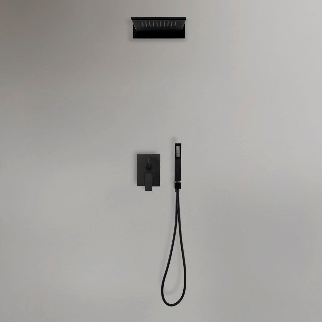 Matt Black Bathroom Overhead Wall Mounted Shower