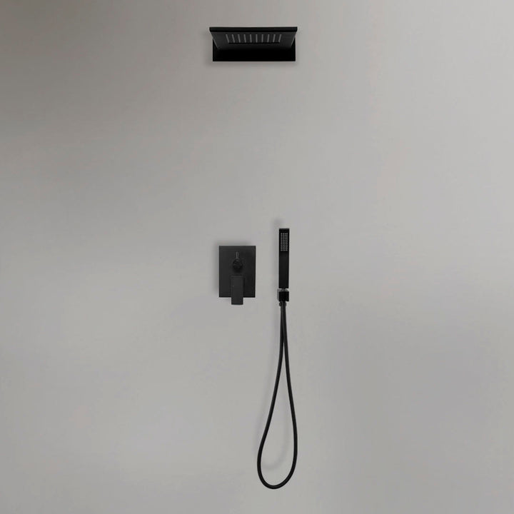 Matt Black Bathroom Overhead Wall Mounted Shower