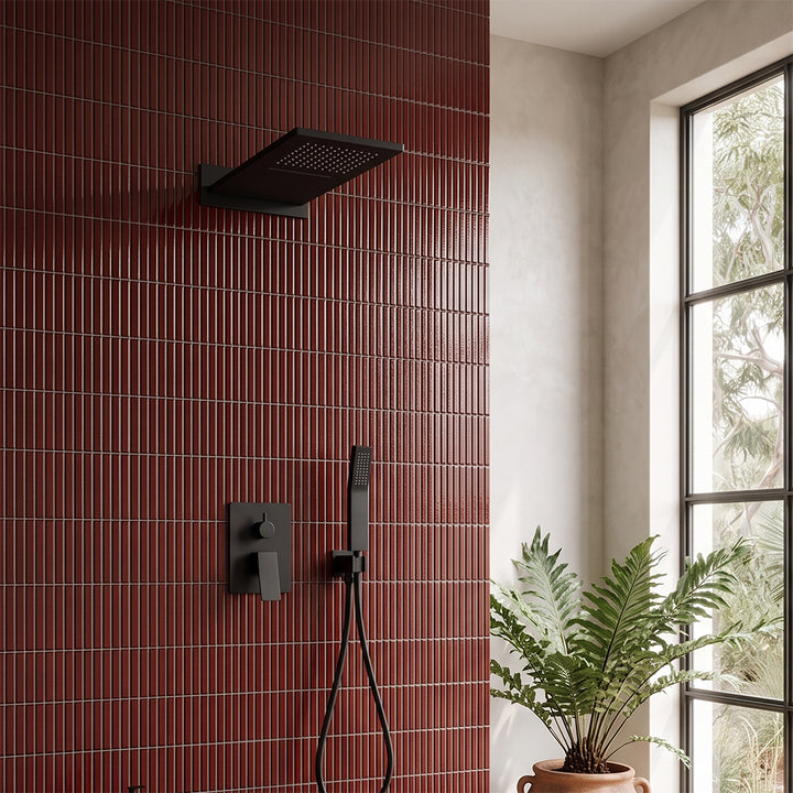 Matt Black Bathroom Overhead Wall Mounted Shower Head