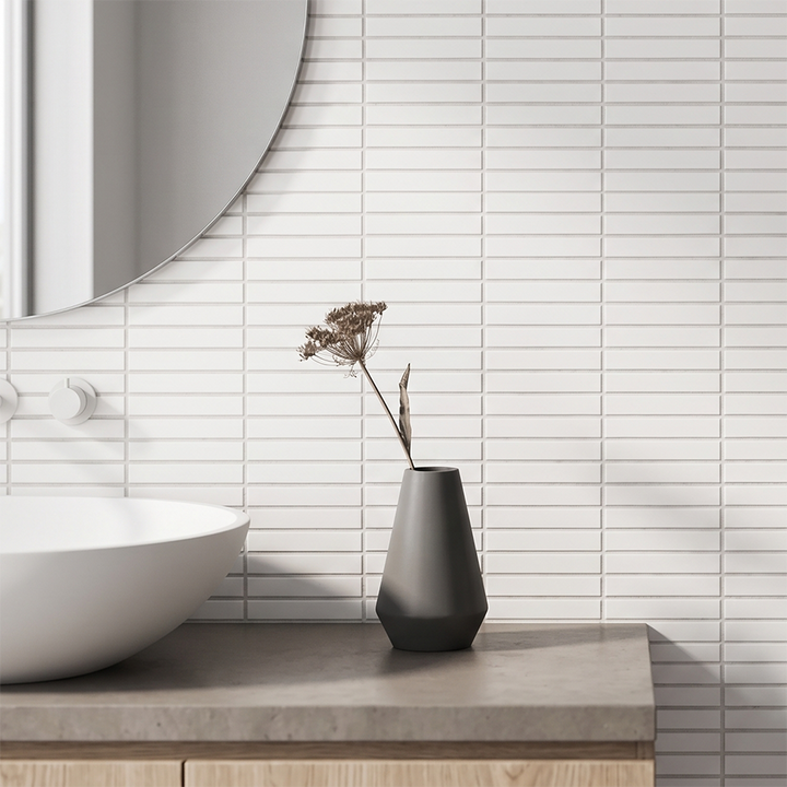 Matt White KitKat Porcelain Mosaic Tile-297mm x 296mm