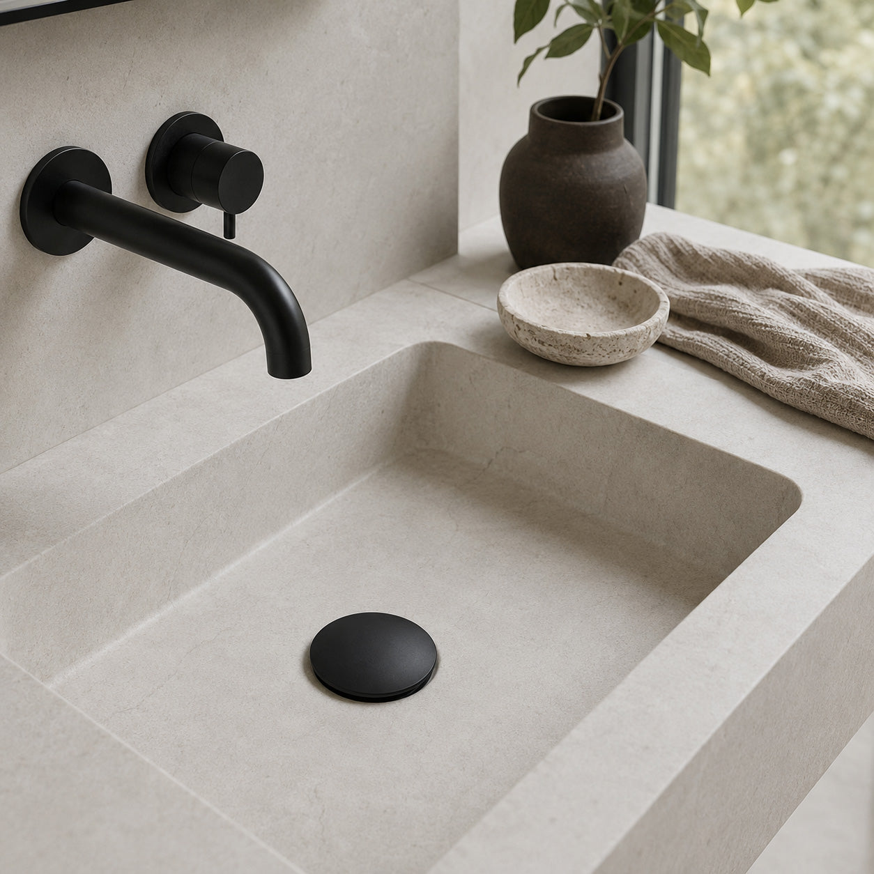 Pop-Up Bathtub Waste - Matte Black