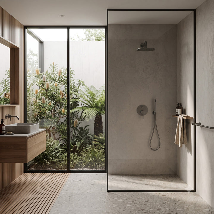 Minimalist Overhead Wall-Mounted Shower Head