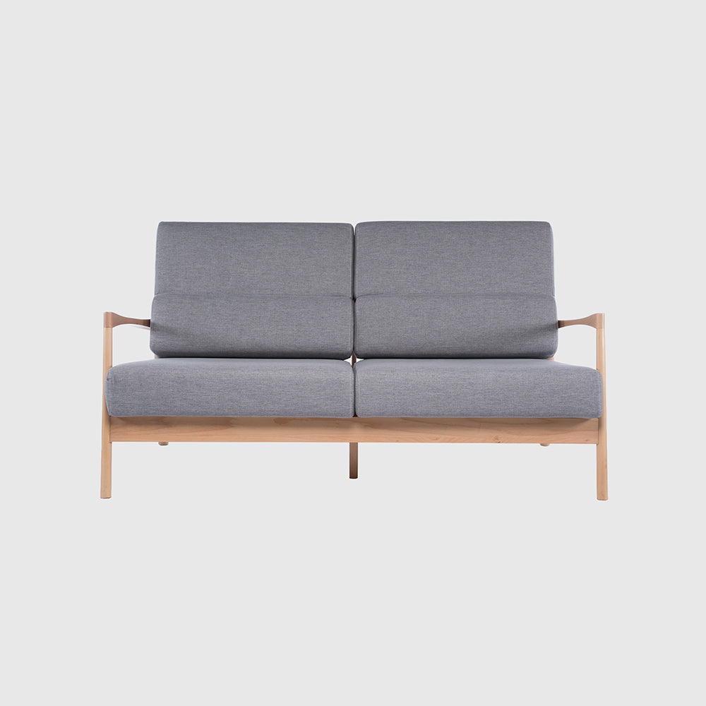 Nara 2 Seater Sofa – Solid Oak & Grey