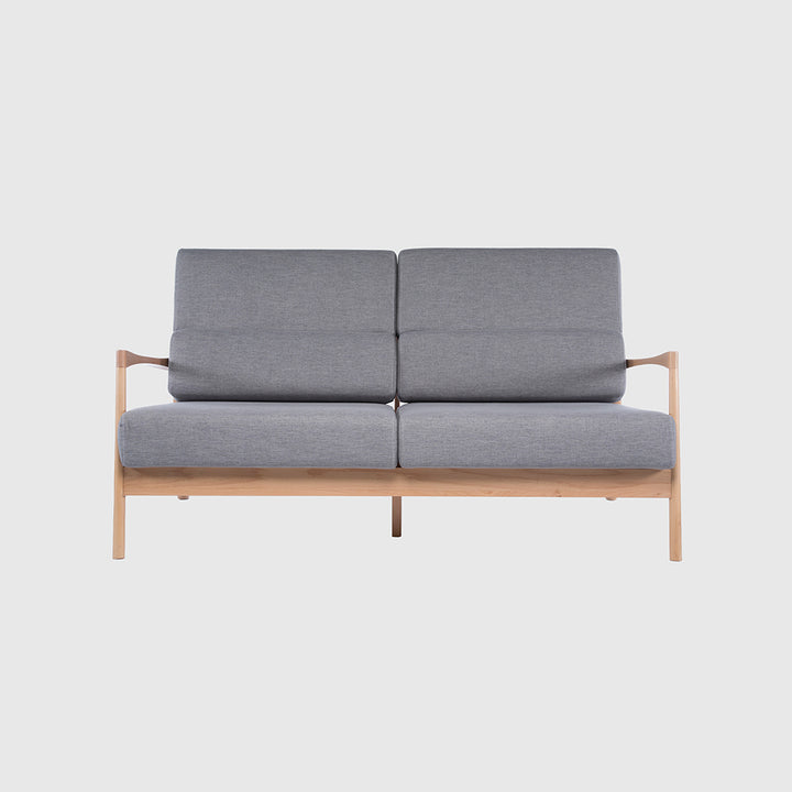 Nara 2 Seater Sofa – Solid Oak & Grey