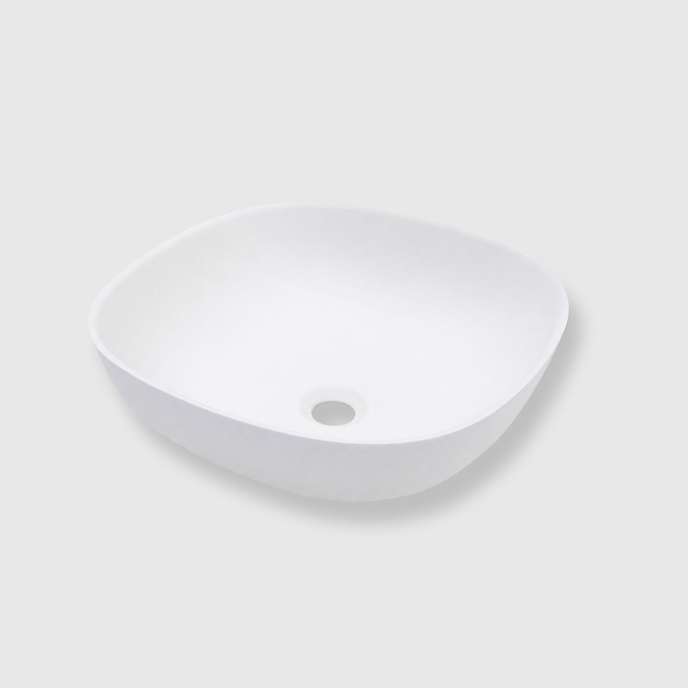 Omega Square Above Counter Top Basin, Solid Surface Acrylic (Matt White)