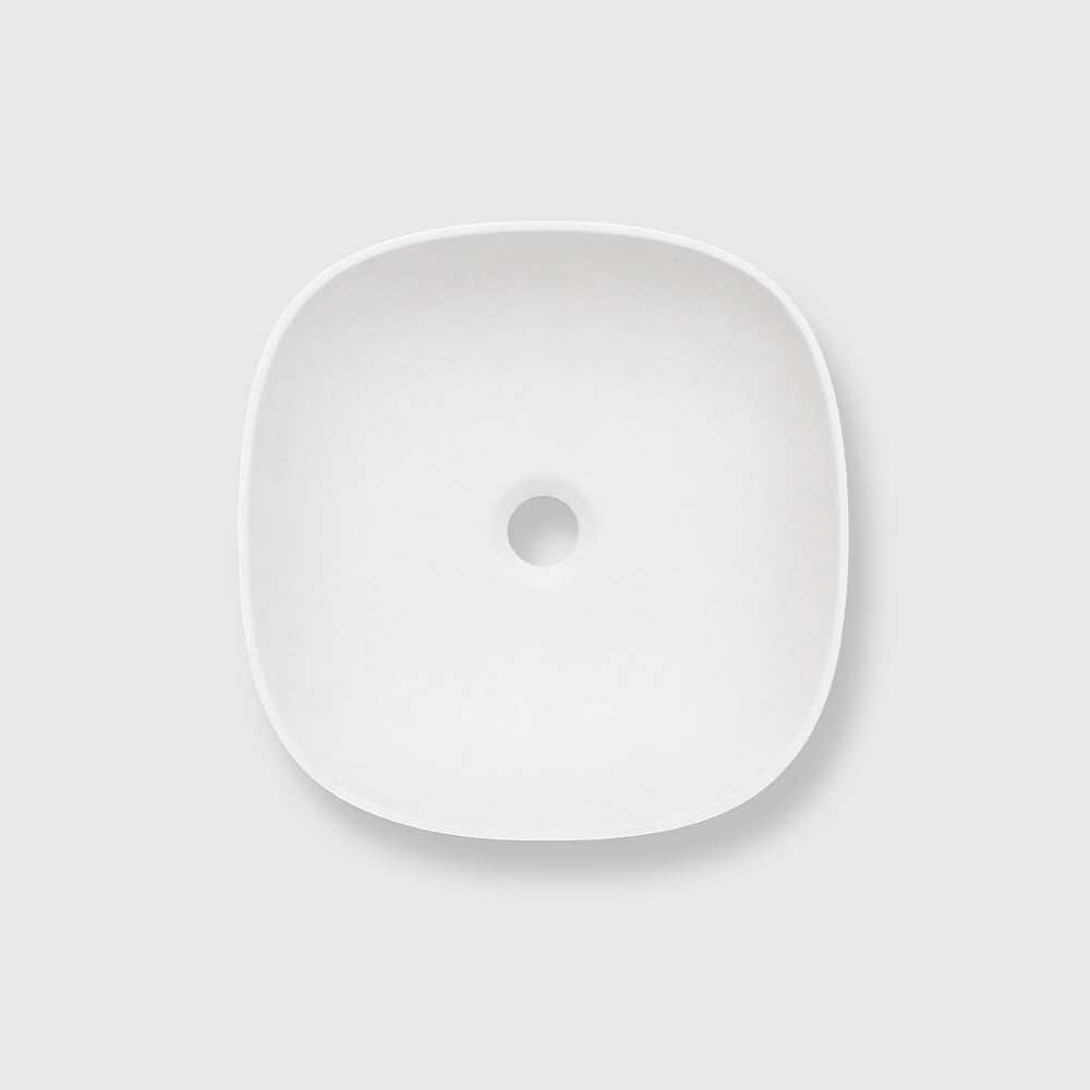 Omega Square Above Counter Top Basin, Solid Surface Acrylic (Matt White)